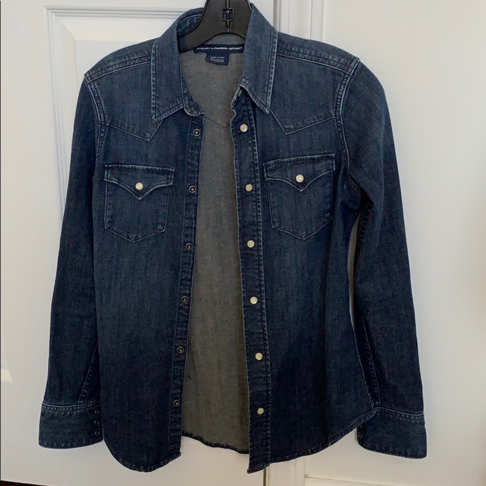Dark Wash Denim Shirt Sz 2